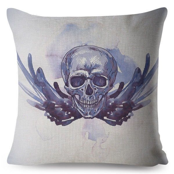 Flower Skull Print Cushion Covers
