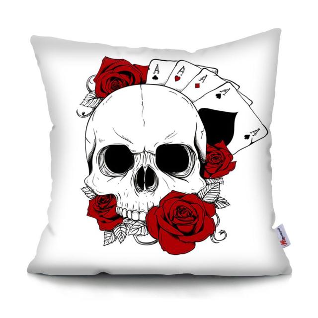 Skull Head Flowers Print Cushion Cover Throw Pillows Covers