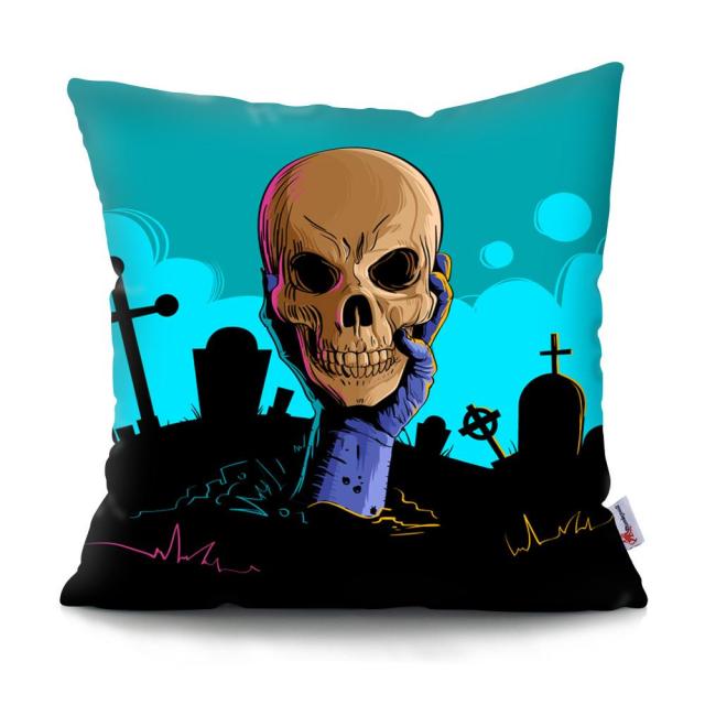 Skull Head Flowers Print Cushion Cover Throw Pillows Covers