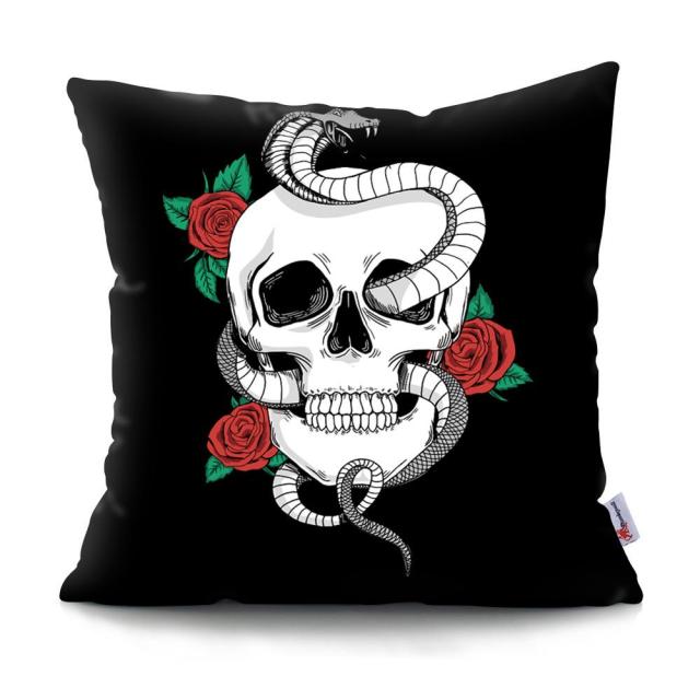 Skull Head Flowers Print Cushion Cover Throw Pillows Covers