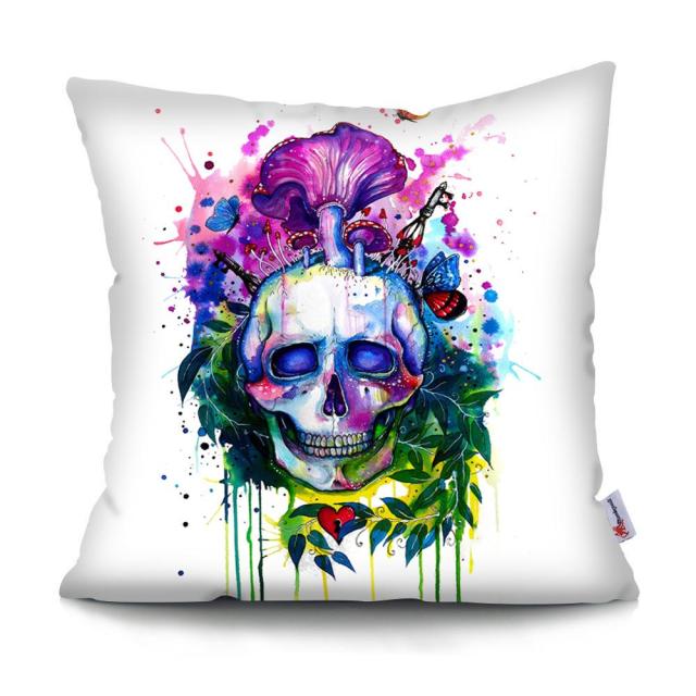 Skull Head Flowers Print Cushion Cover Throw Pillows Covers