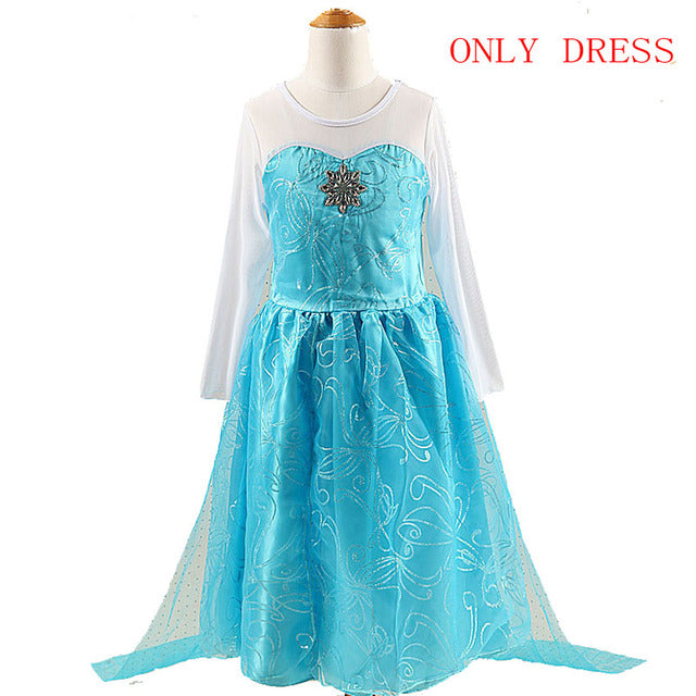 Princess Girls Elsa Cosplay Halloween Dress