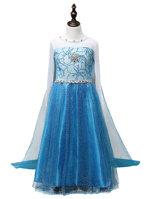 Princess Girls Elsa Cosplay Halloween Dress