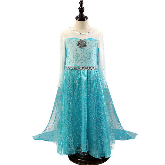 Princess Girls Elsa Cosplay Halloween Dress