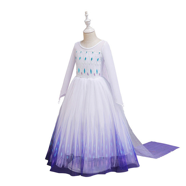 Princess Girls Elsa Cosplay Halloween Dress
