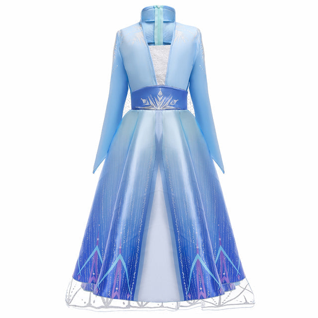 Princess Girls Elsa Cosplay Halloween Dress