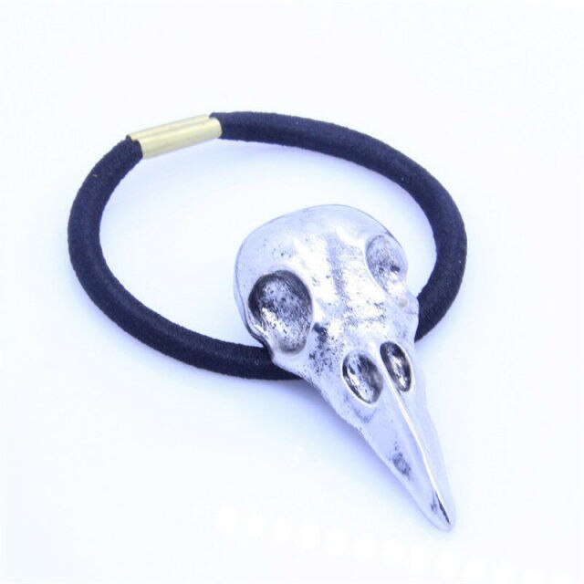 Gothic Raven Skull Elastic Hair Band