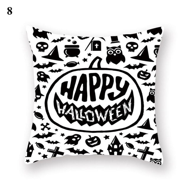 Halloween Series  Peach Skin Pillowcase Black White Skull