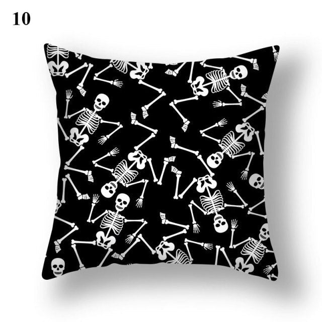 Halloween Series  Peach Skin Pillowcase Black White Skull