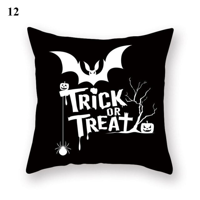 Halloween Series  Peach Skin Pillowcase Black White Skull