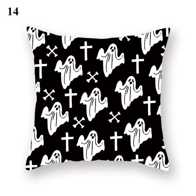 Halloween Series  Peach Skin Pillowcase Black White Skull