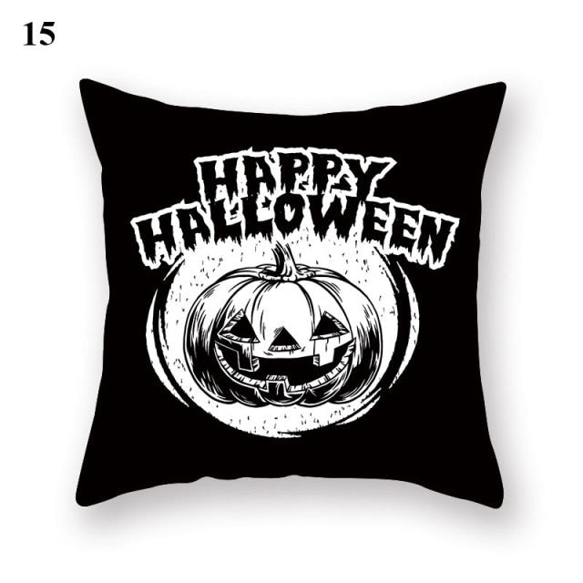 Halloween Series  Peach Skin Pillowcase Black White Skull