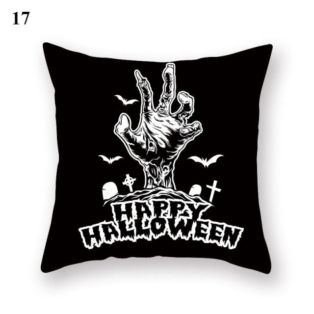 Halloween Series  Peach Skin Pillowcase Black White Skull