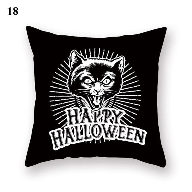 Halloween Series  Peach Skin Pillowcase Black White Skull