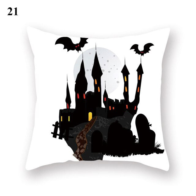 Halloween Series  Peach Skin Pillowcase Black White Skull