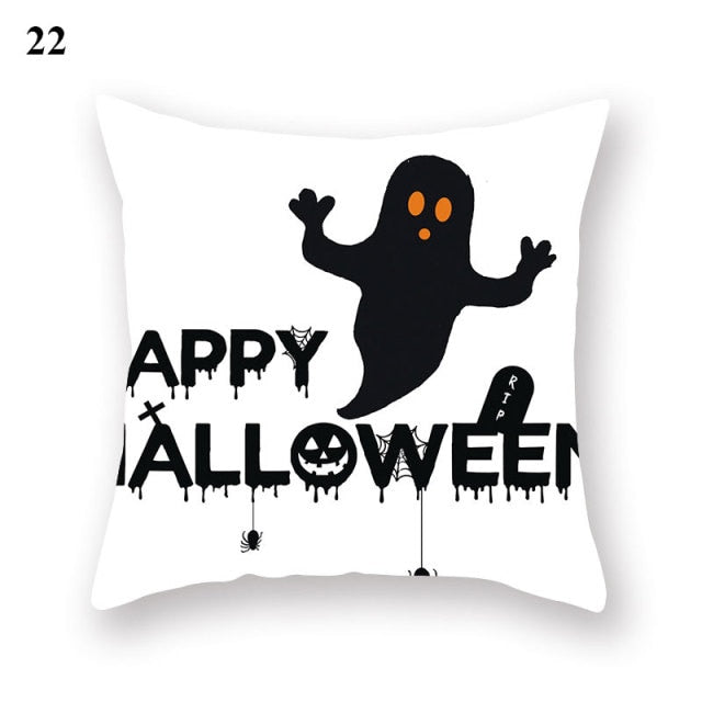 Halloween Series  Peach Skin Pillowcase Black White Skull