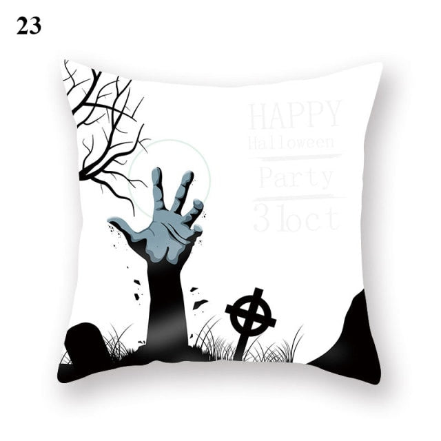 Halloween Series  Peach Skin Pillowcase Black White Skull