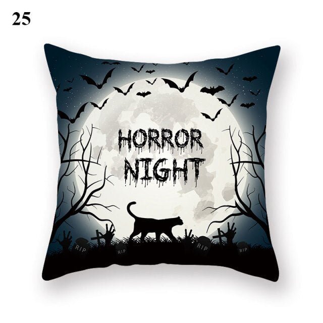 Halloween Series  Peach Skin Pillowcase Black White Skull