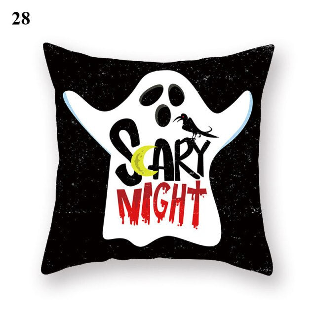 Halloween Series  Peach Skin Pillowcase Black White Skull