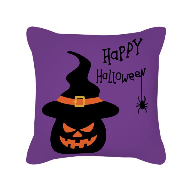 Halloween Pillow Case Orange and Black Scary