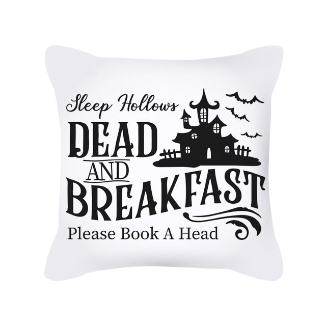 Halloween Pillow Case Orange and Black Scary