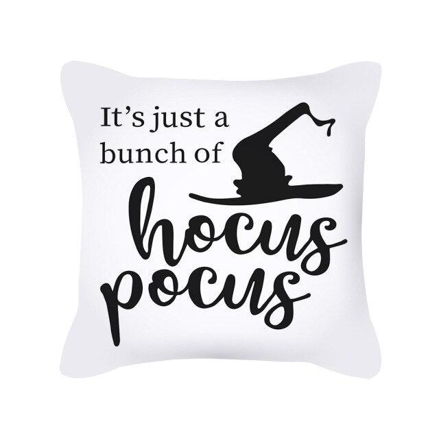 Halloween Pillow Case Orange and Black Scary