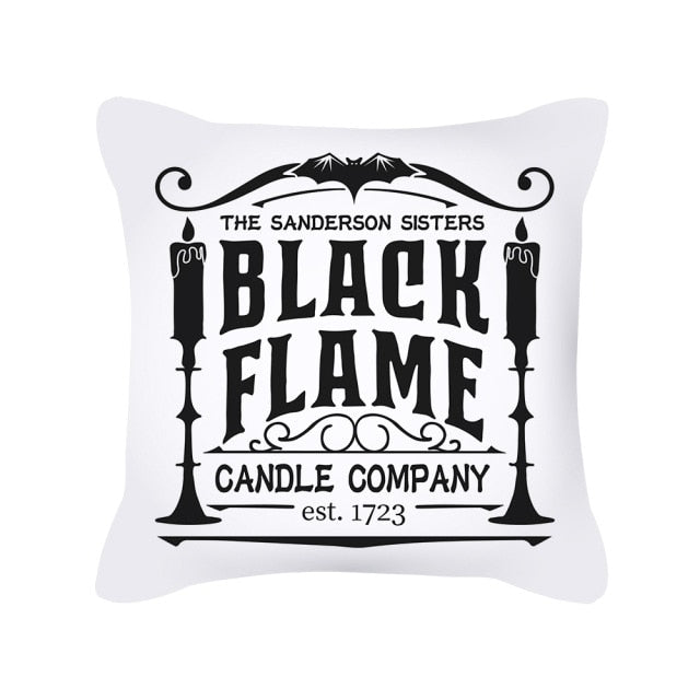Halloween Pillow Case Orange and Black Scary
