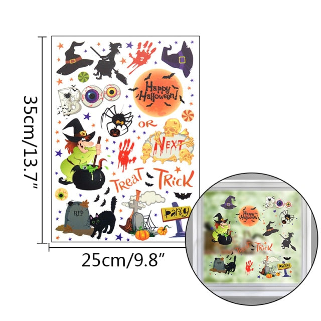 Cartoon Pumpkin Bat Halloween Wall Stickers