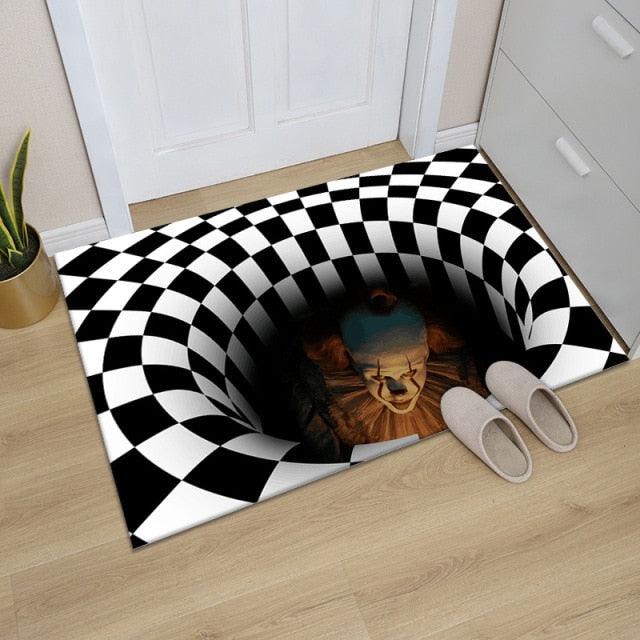 3D Scary Clown Trap Visual Carpet Rug Mat For Halloween