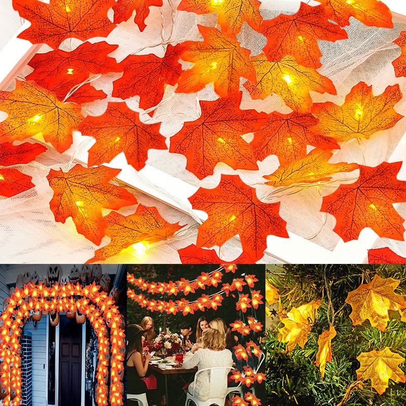 Artificial Maple Leaves With Fairy Lights