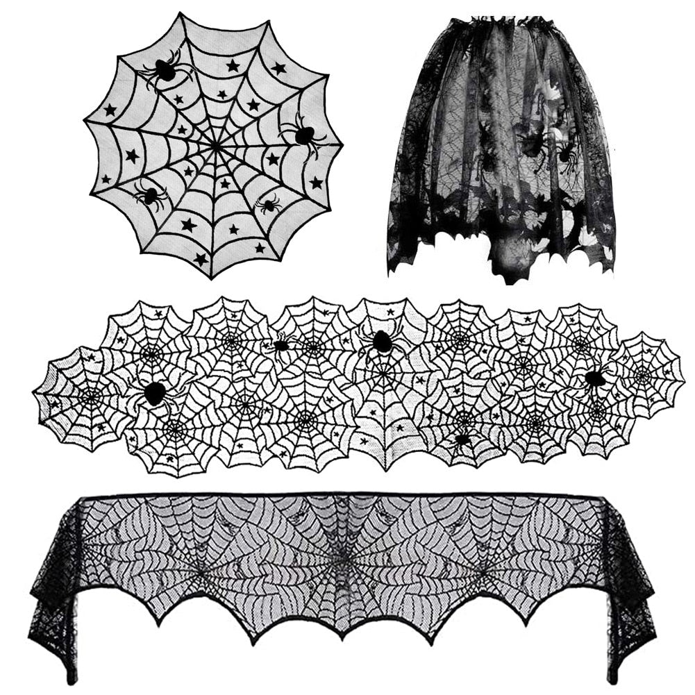 Halloween Decorative Lace Spider Web Skeleton