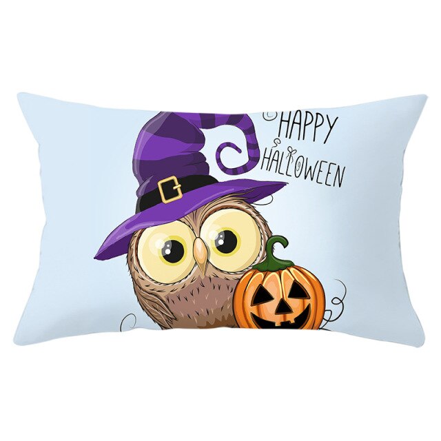 Colorful Pumpkin Funny Owl Printed Lumbar