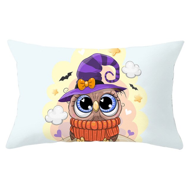 Colorful Pumpkin Funny Owl Printed Lumbar