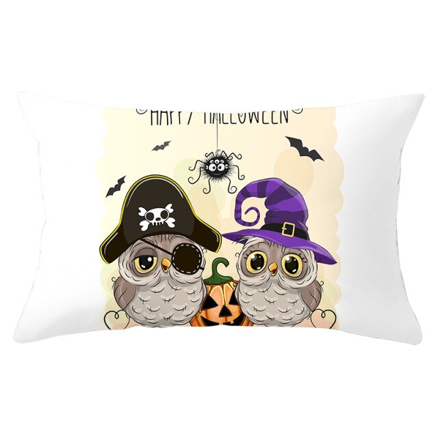Colorful Pumpkin Funny Owl Printed Lumbar