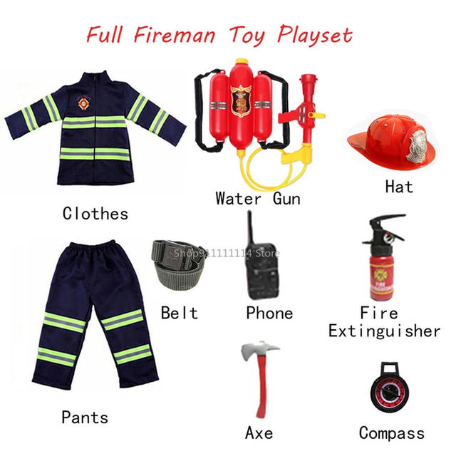Firefighter Halloween Cosplay Uniform For Kids
