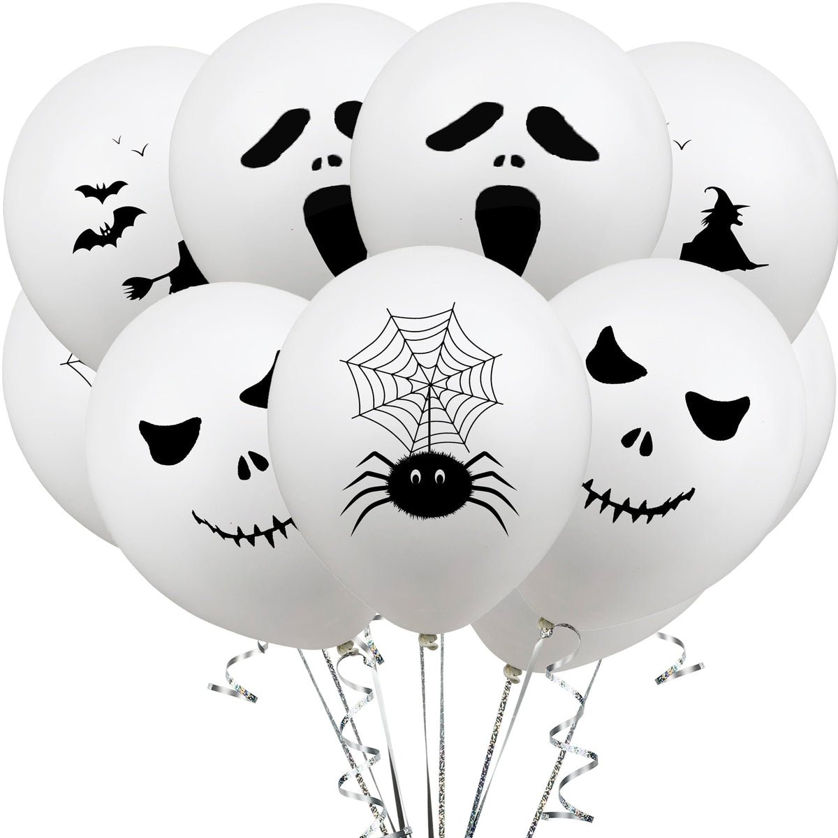White Latex Balloons Spider Ghost Witch Air Balloons