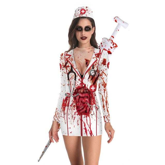 Women Vintage Skeleton Rose Print Dress