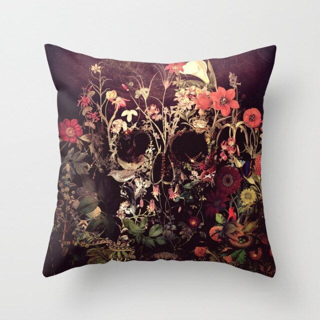 Skull Printed Linen Pillowcase For Halloween