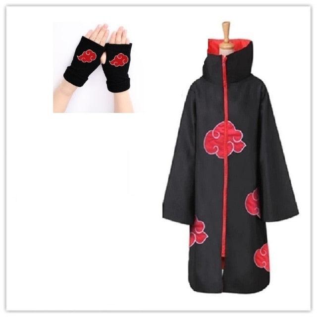 Akatsuki Costume3Pcs with Headband and Ring  Akatsuki Halloween Cloak Cape Itachi Robe Cosplay Anime Costume with Konoha Bandeau