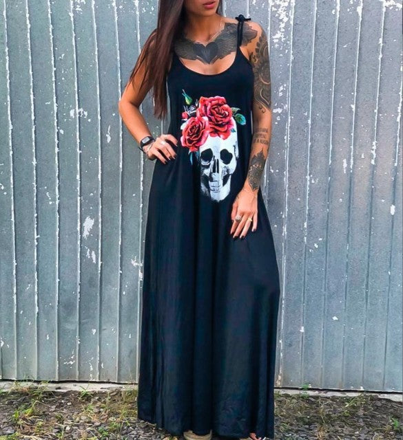 Summer Dresses Women Punk Style Loose Halter Neck