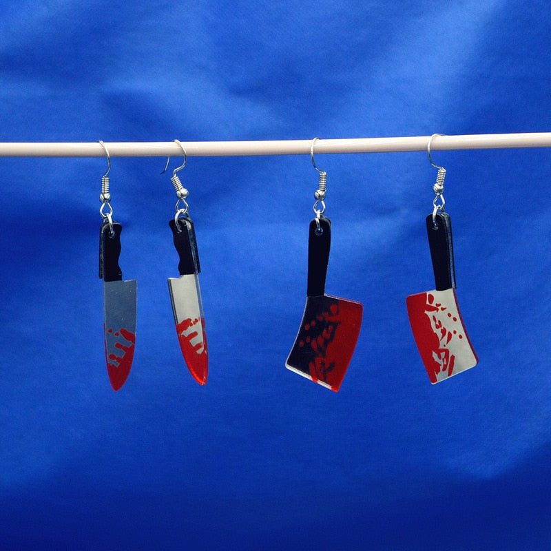 Bloody Acrylic Knife Drop Earrings