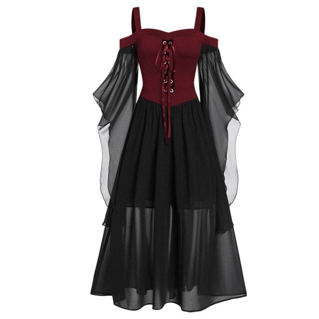 Women Halloween Gothic Punk Plus Size Lace Dress