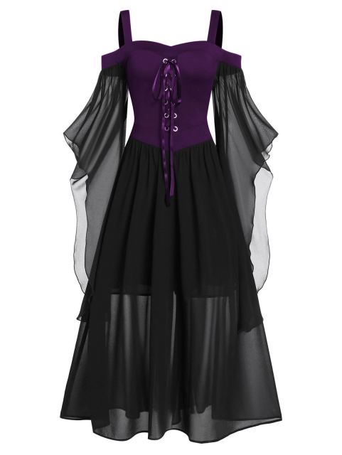 Women Halloween Gothic Punk Plus Size Lace Dress