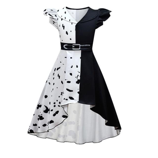 Cruella Cosplay Costume Children Scary Outfit