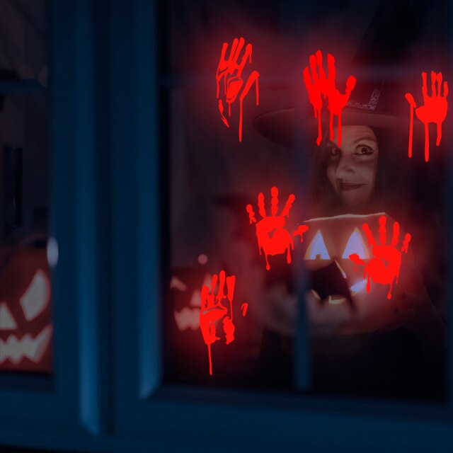 Luminous Hand And Footprint Wall Stickers For Halloween