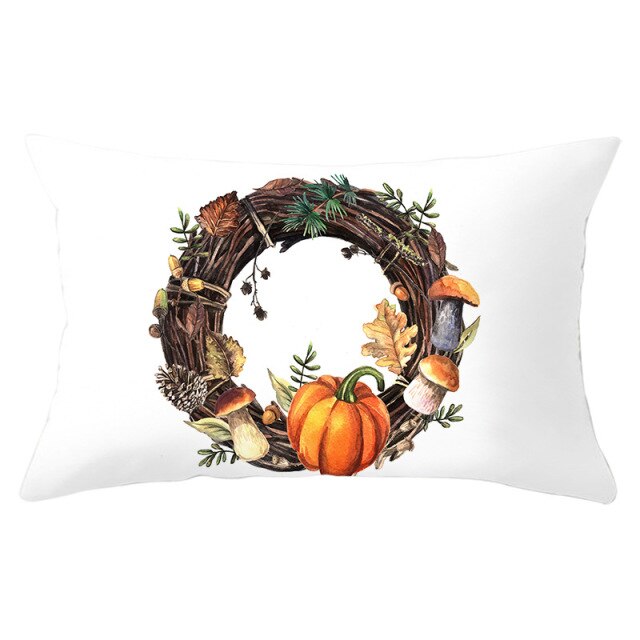 Decorative Halloween Pumpkin Wreath Cushion Cover