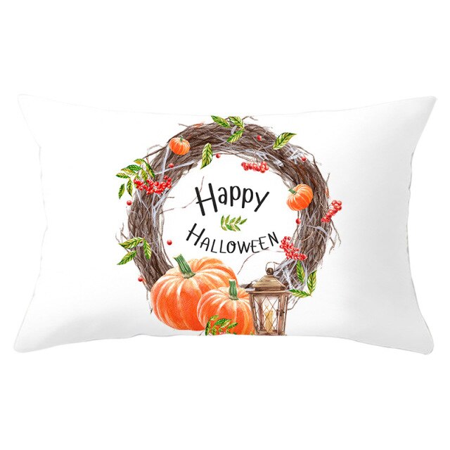 Decorative Halloween Pumpkin Wreath Cushion Cover