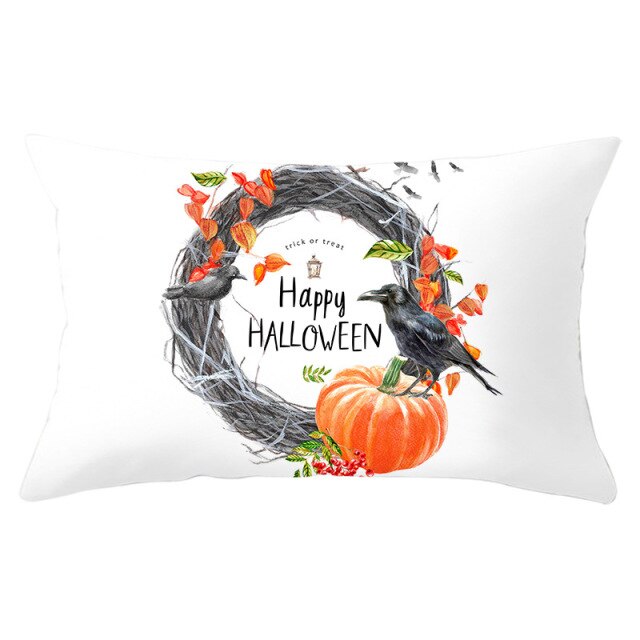 Decorative Halloween Pumpkin Wreath Cushion Cover
