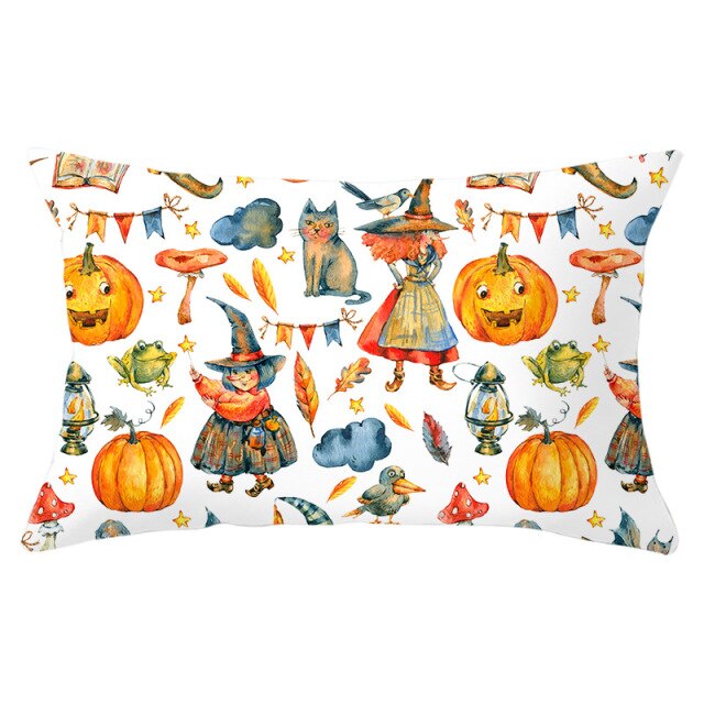 Decorative Halloween Pumpkin Wreath Cushion Cover