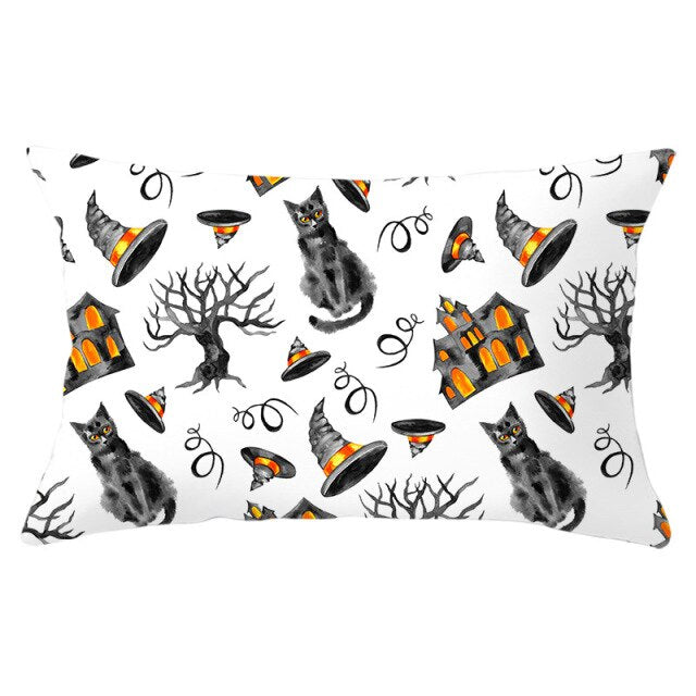 Decorative Halloween Pumpkin Wreath Cushion Cover
